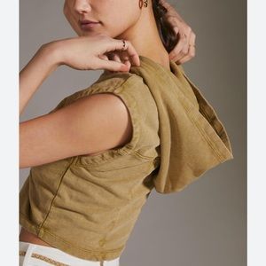 Pilcro Anthropologie Cinched Crop Top With Hoodie Size Large